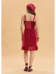 Strap Lace Collar Red Floral Dress 4574